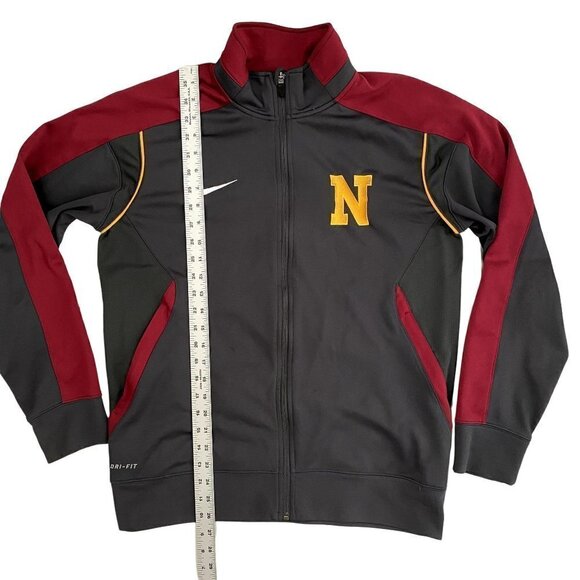 Nike | Varsity Zip Up Jacket with Letter N Embroidery | Red & Grey | Size: Large - Picture 8 of 8